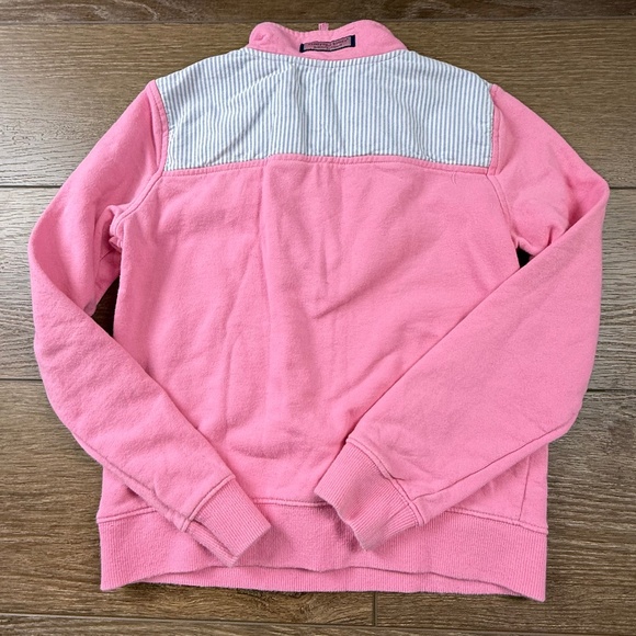 Vineyard Vines Girls Quarter-Zip Shep Shirt Pink Seersucker Sz S Preppy Cotton - Picture 10 of 13